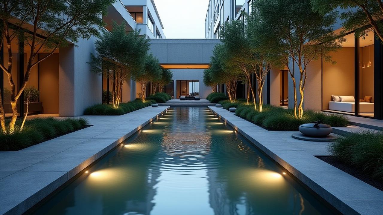 都心の個人邸宅に造られた水景の事例：静寂の響き