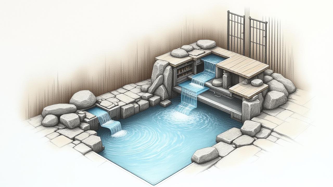 立体的な水景詳細図