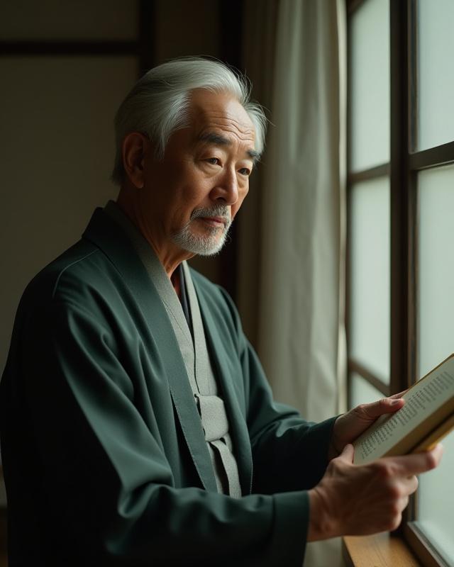 Yendralovixemuro創設者、佐藤雅也のポートレート。庭園の物語を語るかのように、思索にふける表情。