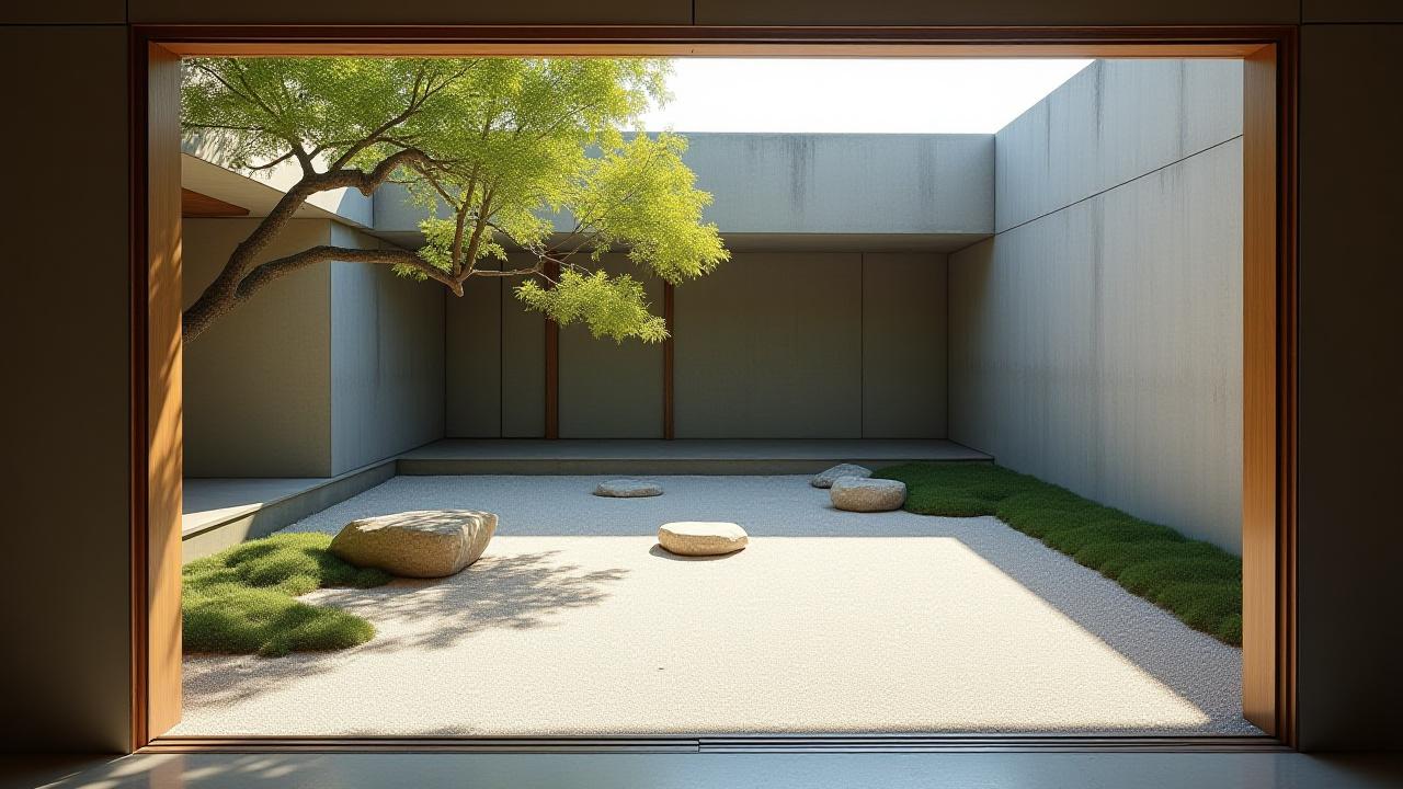 ミニマルな住宅の坪庭