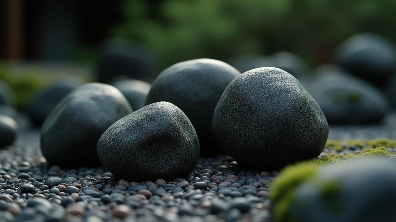 静寂な石庭のクローズアップ